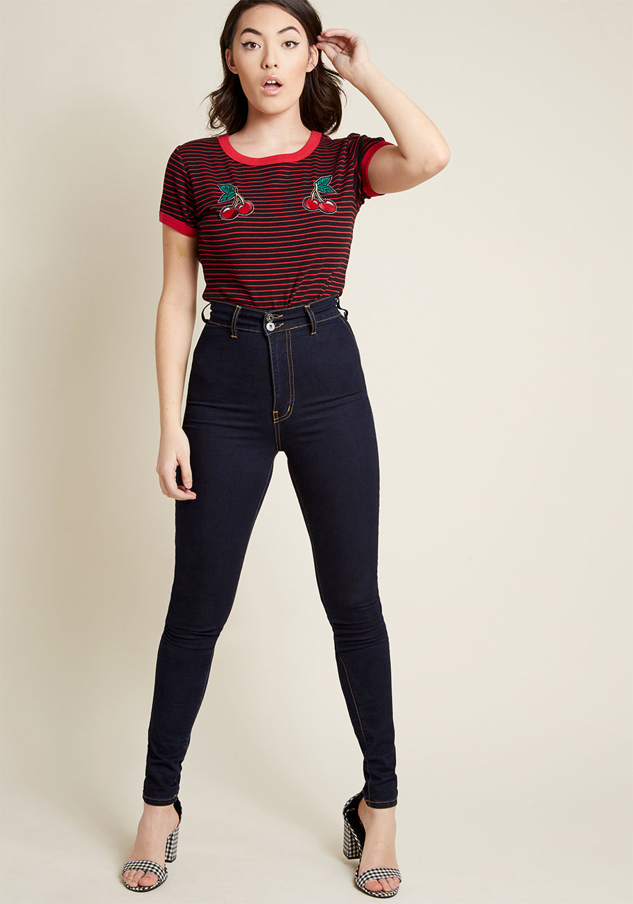 ModCloth - Hell Bunny Chipper Cherries Striped T-Shirt