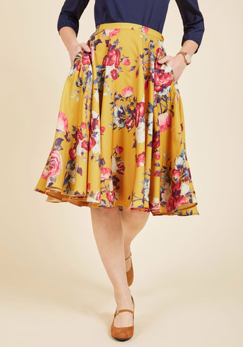 ModCloth - Ikebana for All A-Line Midi Skirt