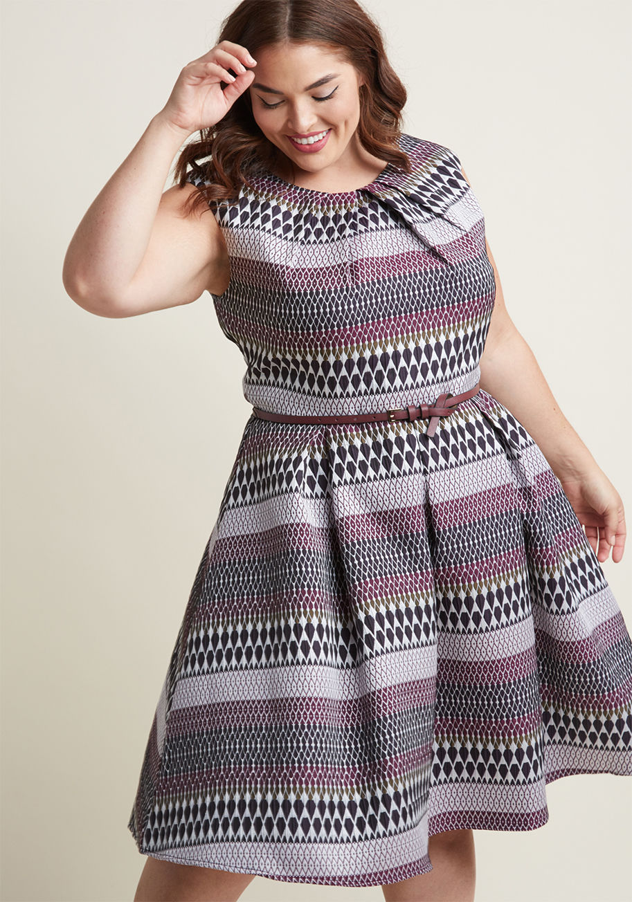 ModCloth - Jacquard A-Line Dress with Belt