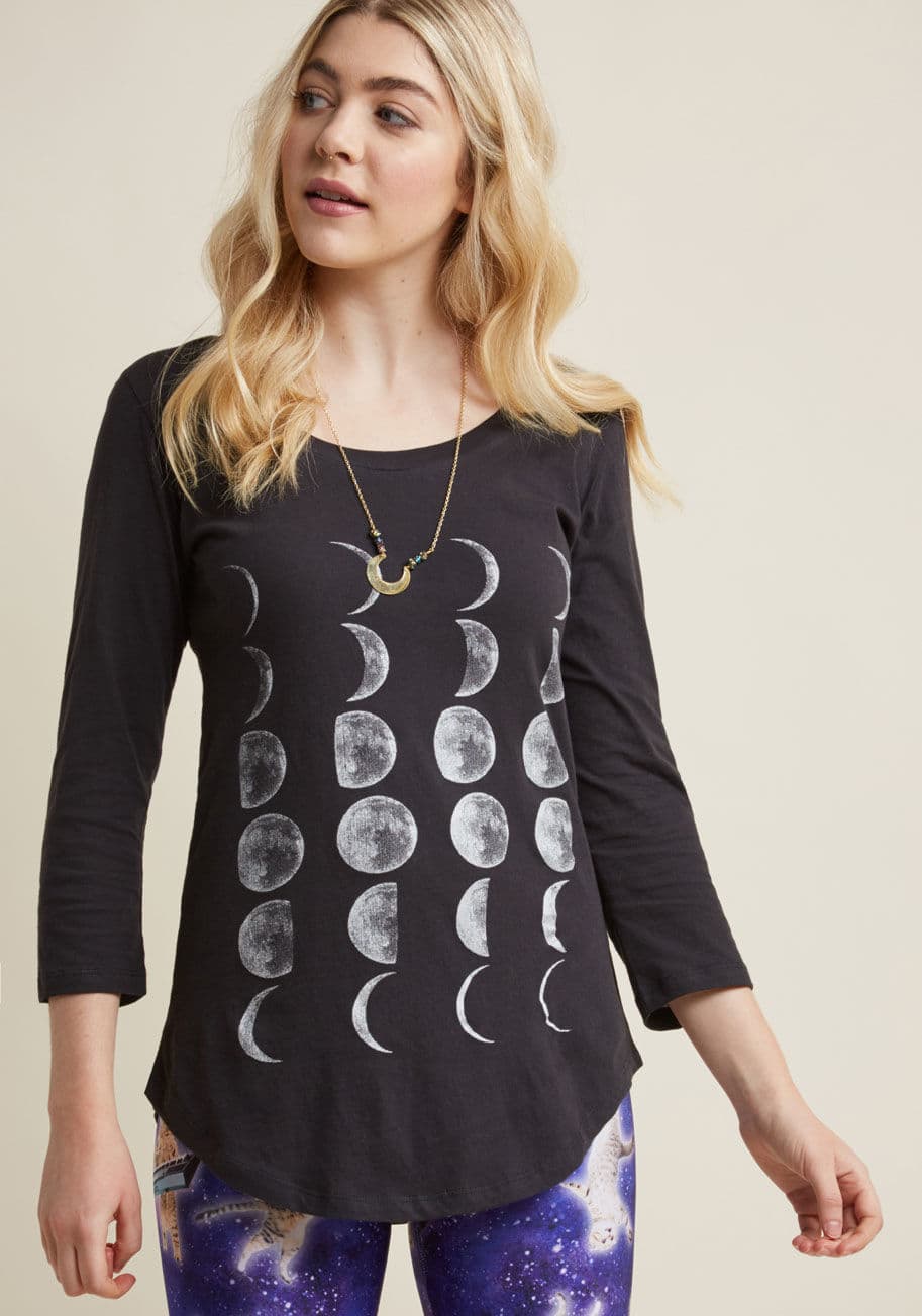 ModCloth - Keep a Straight Phase Long Sleeve Graphic Tee