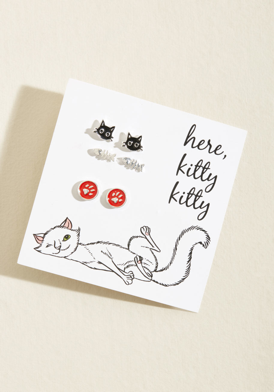 ModCloth - Kitty Little Thing Earring Set