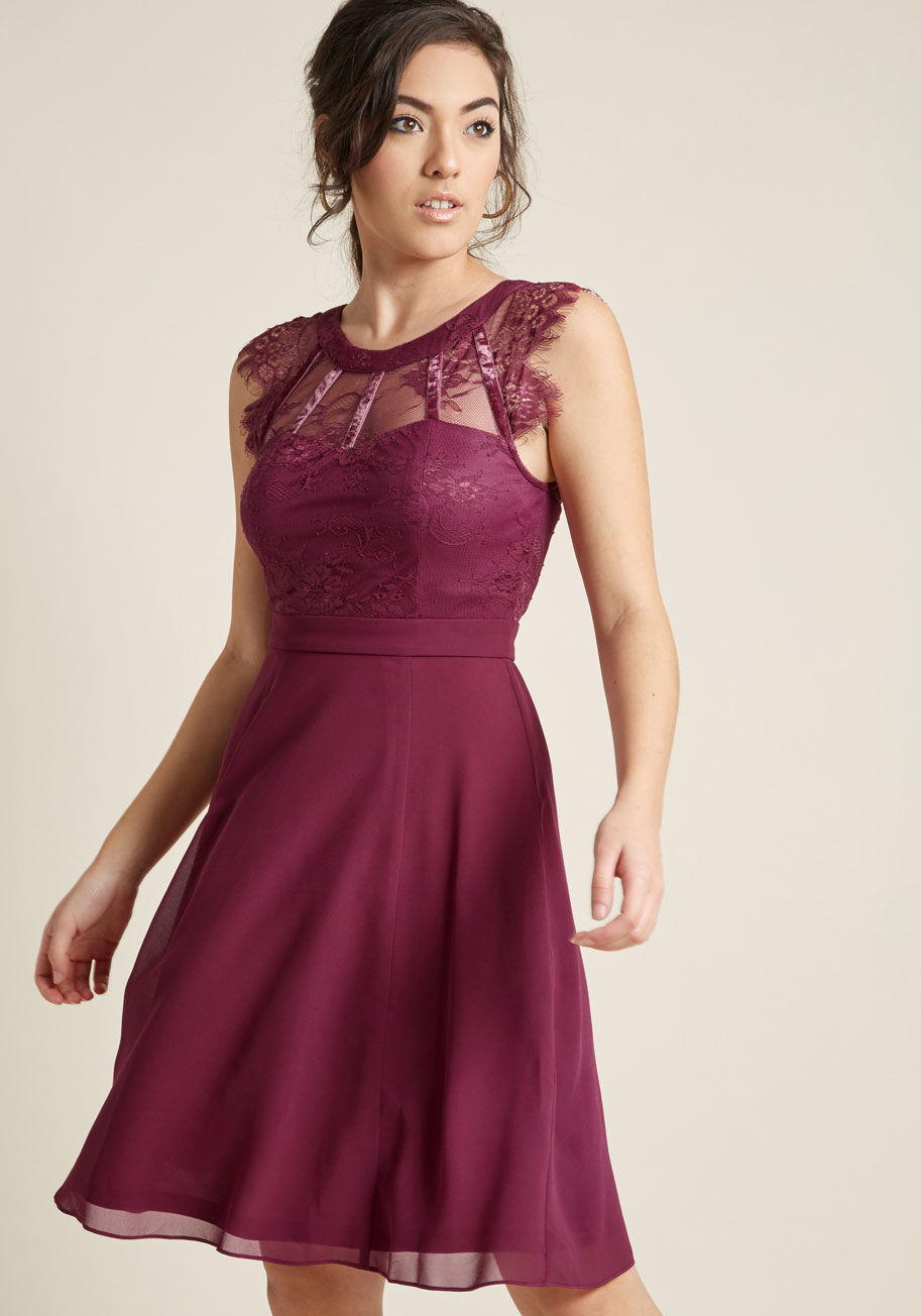 ModCloth - Lace A-Line Dress with Chiffon Skirt