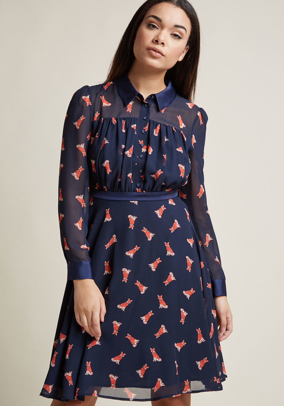 ModCloth - Long Sleeve Chiffon Shirt Dress