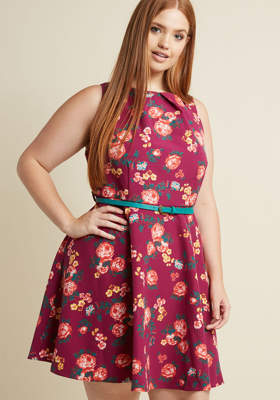 ModCloth - Lucky Sleeveless Belted Fit and Flare Dress