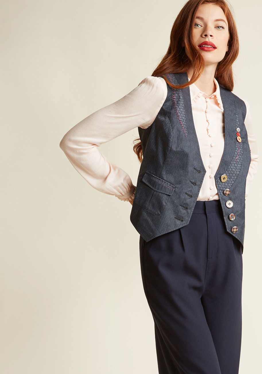 ModCloth - Moxie Medley Button-Up Vest