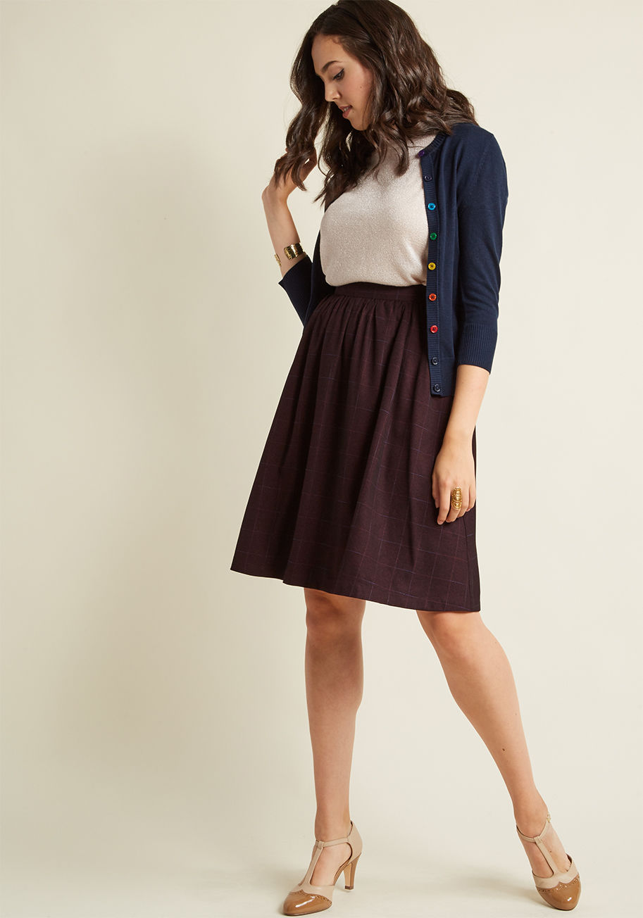 ModCloth - Plaid A-Line Skirt with Removable Back Bow