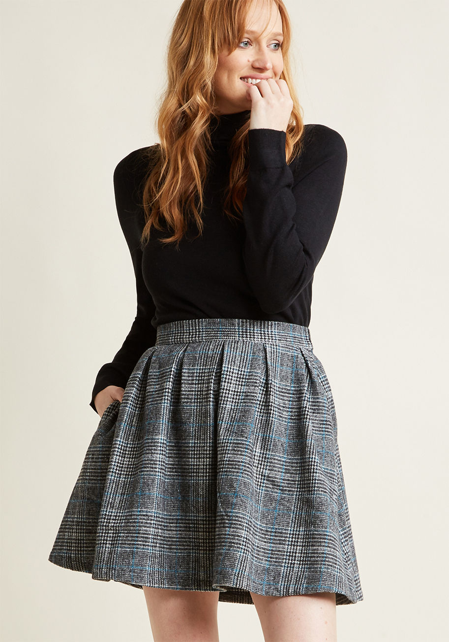 ModCloth - Plaid High-Waisted Mini Skirt with Pockets