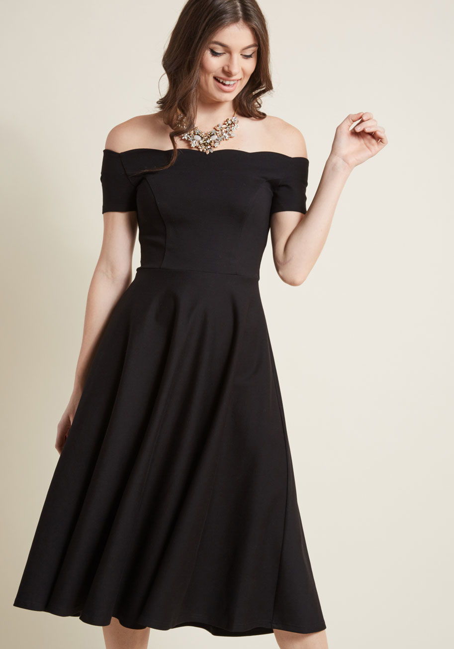 ModCloth - Ponte Knit Midi Dress with Scalloped Neckline