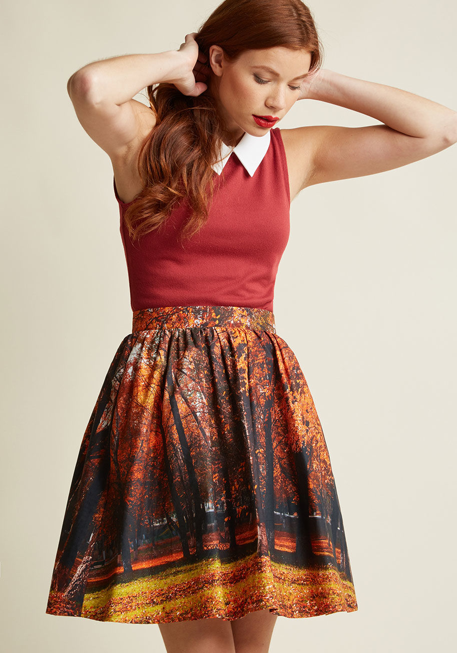 ModCloth - Scenic Fall A-Line Cotton Skirt with Pockets