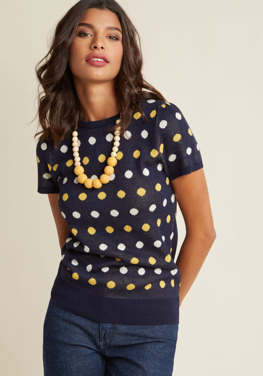 ModCloth - Short-Sleeved Knit Top with Dots