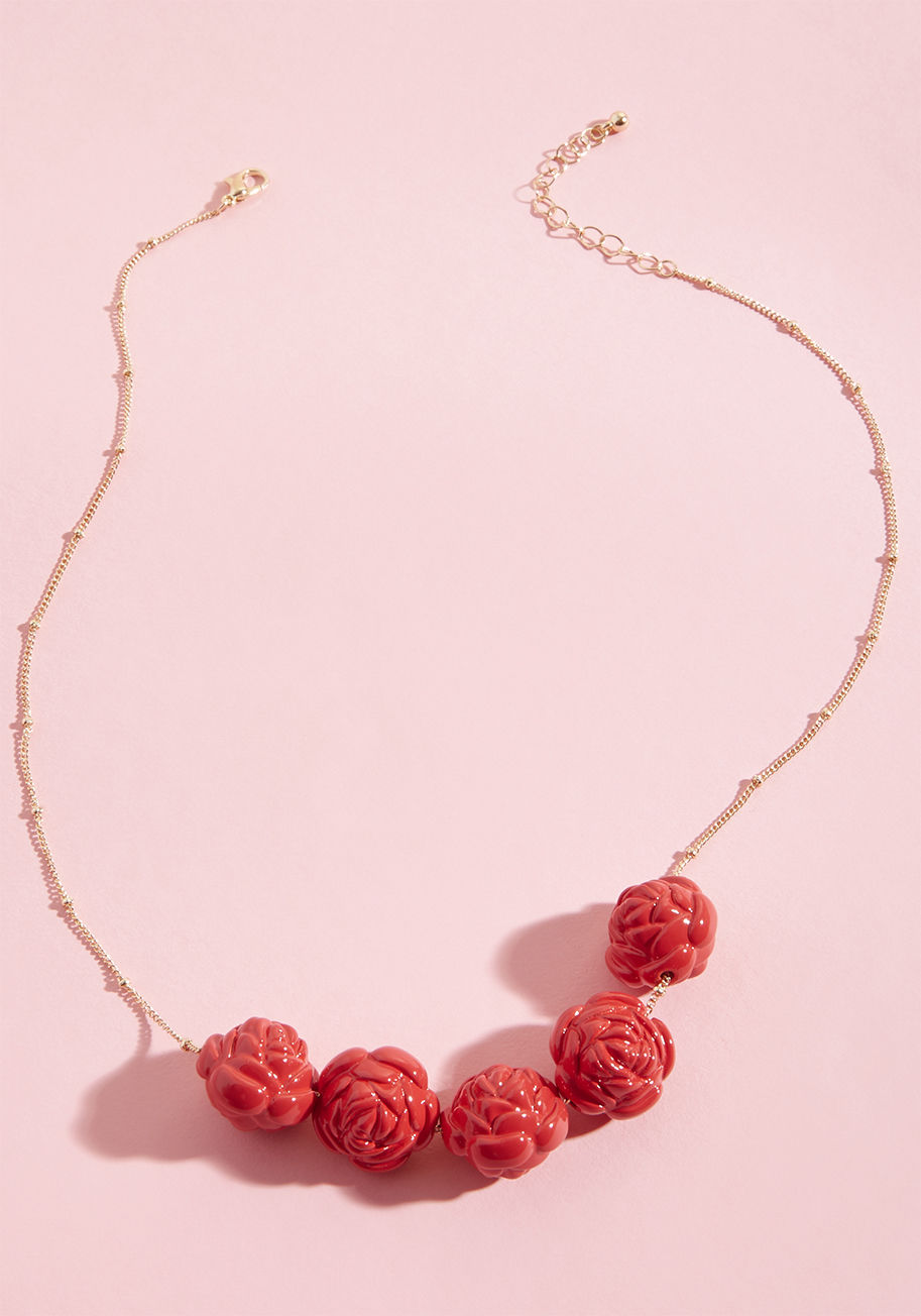 ModCloth - So Rosy Beaded Necklace