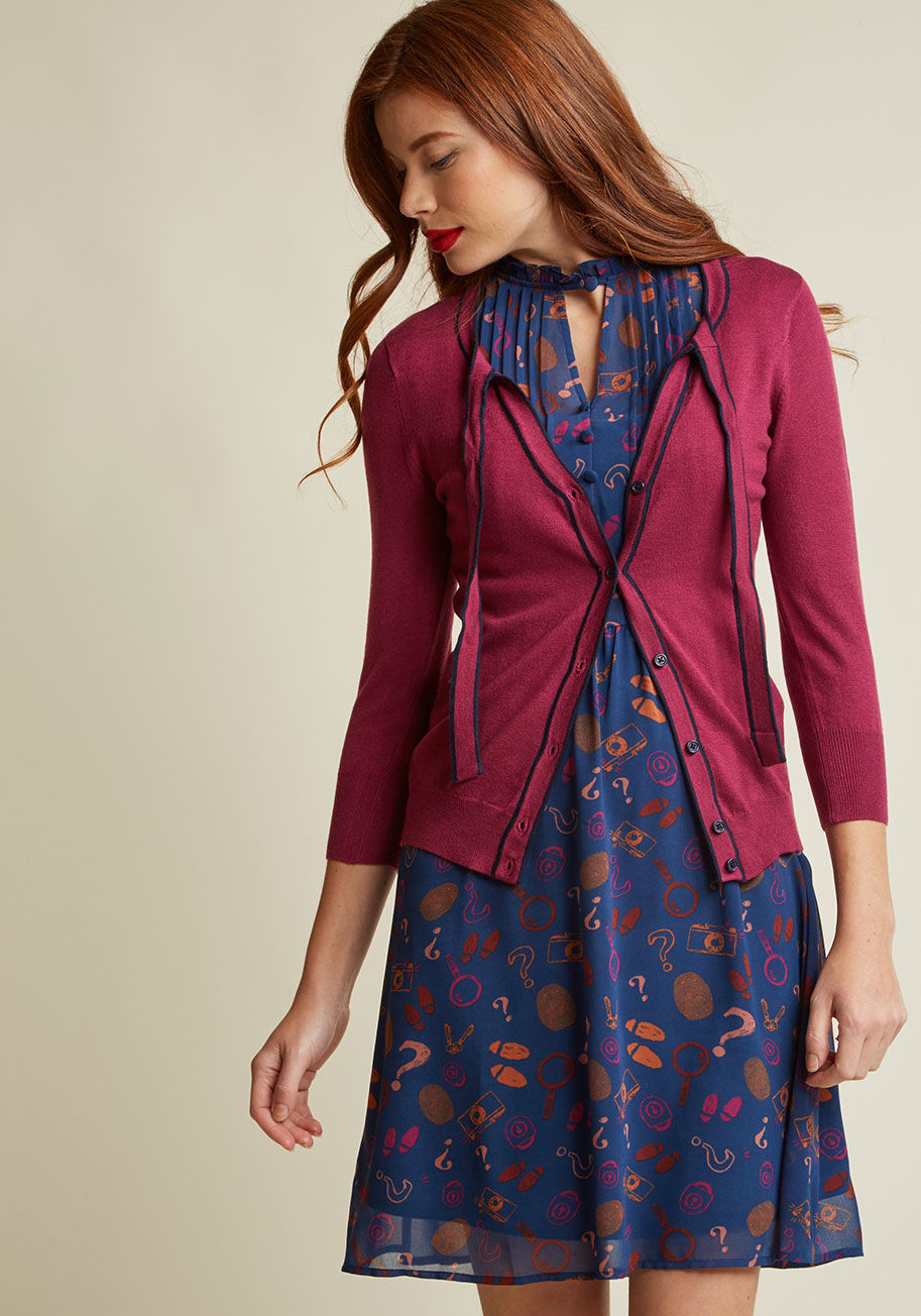 ModCloth - Tie-Neck Cardigan with Piping