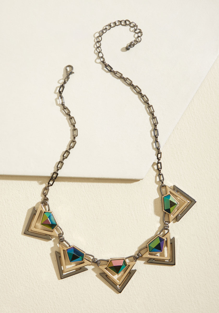 MTM06-4027 - It's no secret, this ModCloth-exclusive statement necklace is the gem of your jewelry collection! So, don't keep this accessory