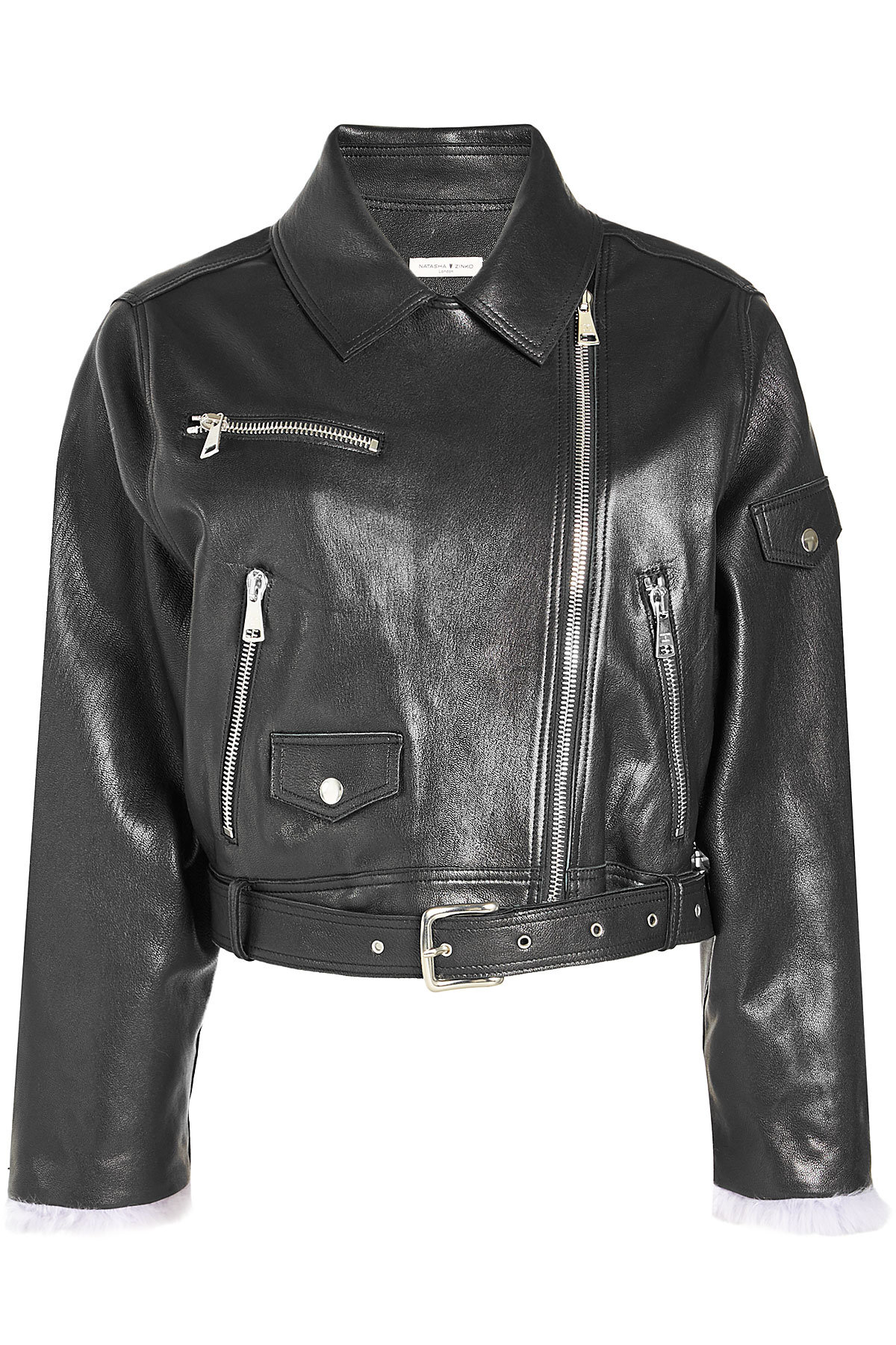 Natasha Zinko - Leather Biker jacket with Fur Lining