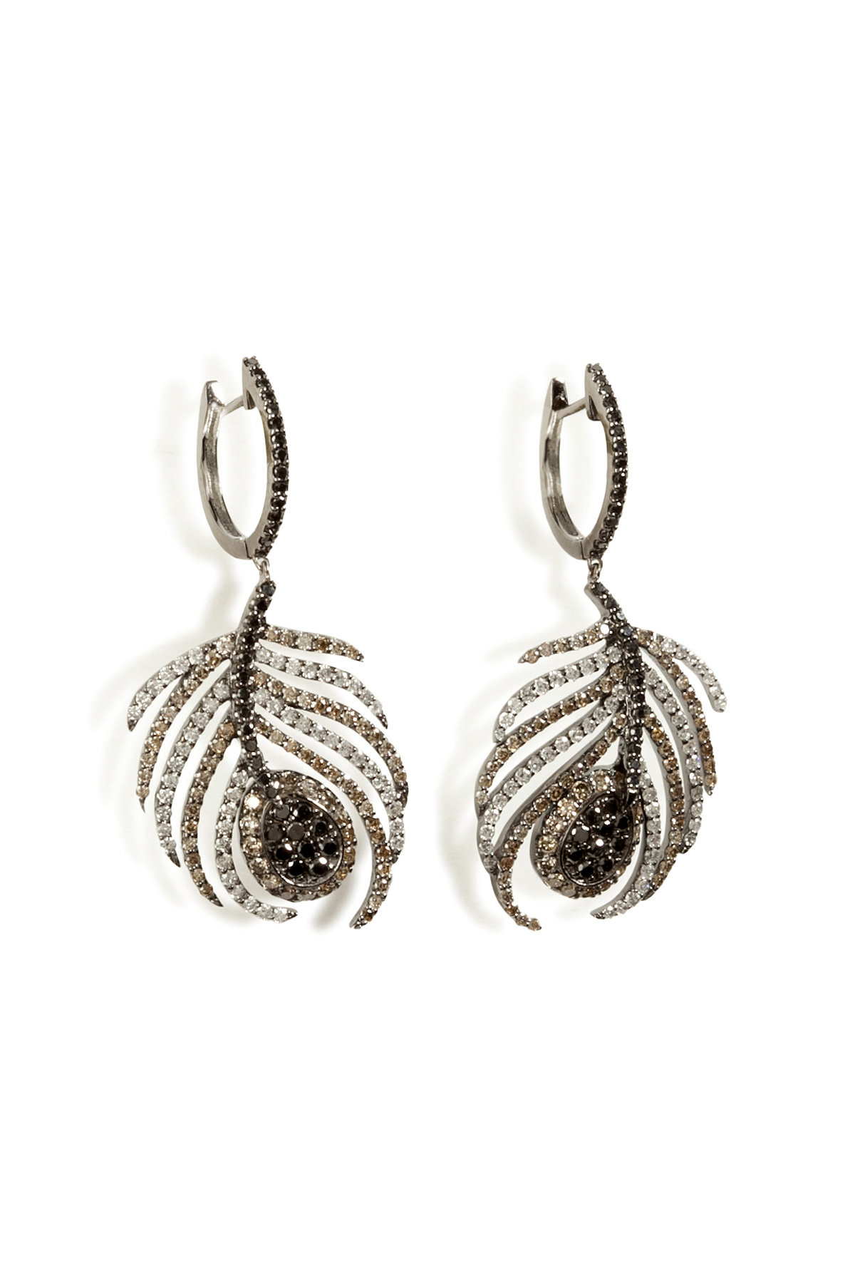 Black Rhodium/Diamond Paradise Peacock Earrings by Nikos Koulis