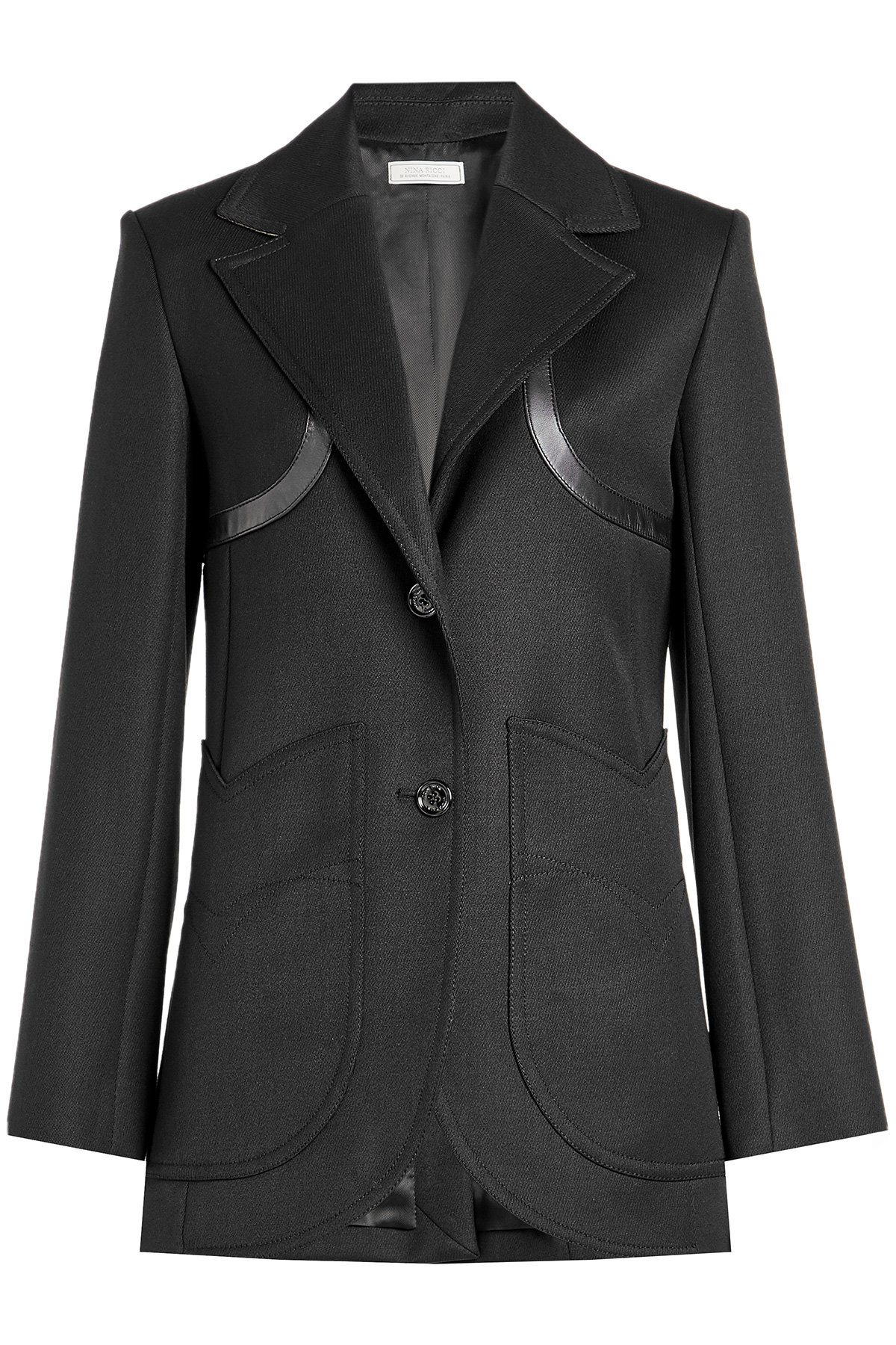 Wool Blazer with Leather Trims by Nina Ricci