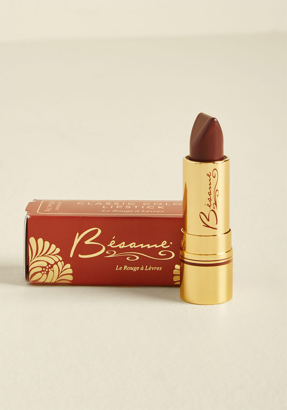 noir red- 1930 - One way to ensure the smashing success of your '30s-ish ensemble is to authentically decorate your visage with this vintage-inspired lipstick by Besame Cosmetics! This maquillage arrives