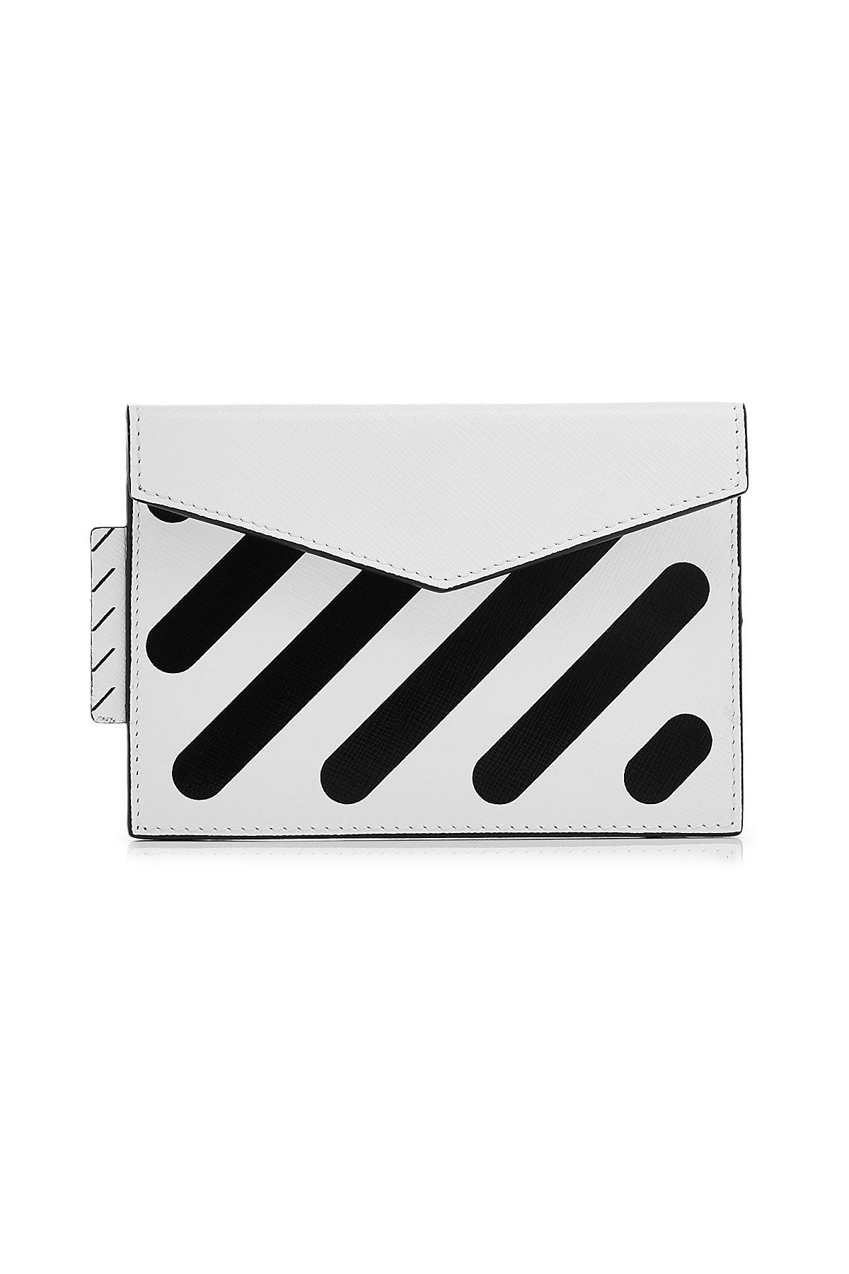 Off-White - Diagonal Small White Leather Clutch