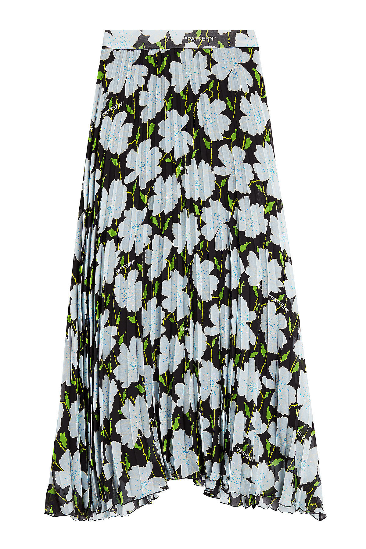 Off-White - Pleated Print Skirt in Silk