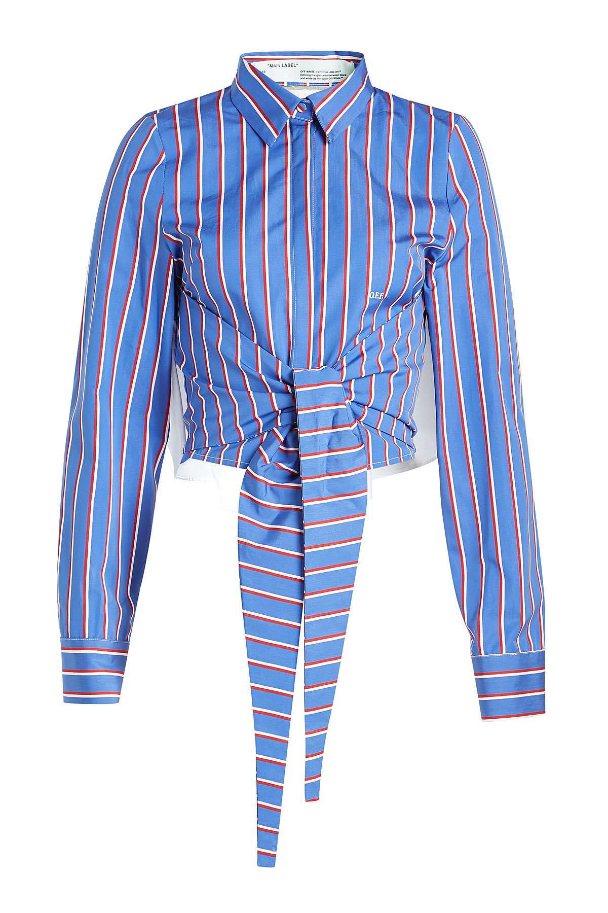 Striped Cotton Shirt with Ruffled Trims by Off-White