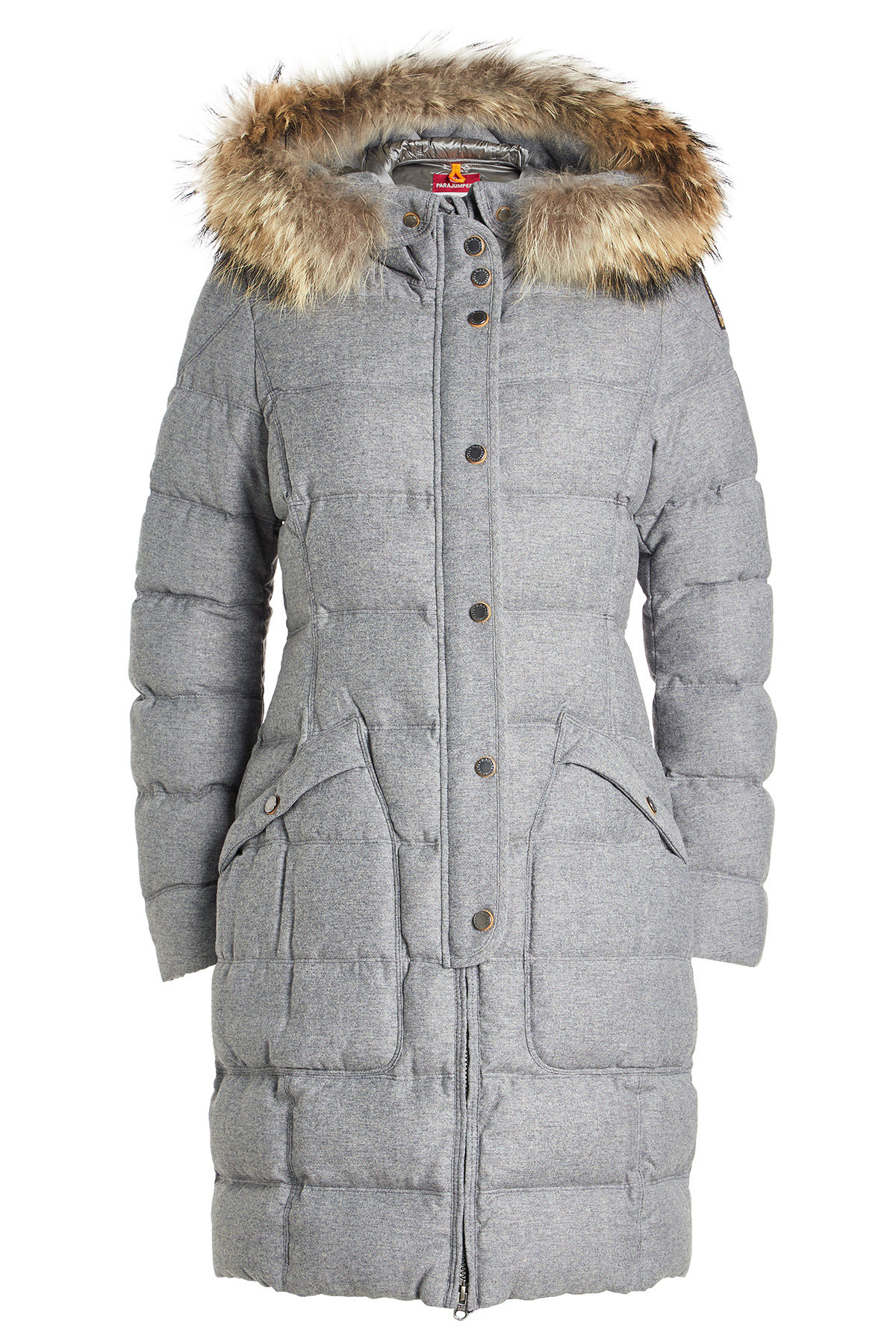 Parajumpers - Virgin Wool Coat with Down Filling and Fur-Trimmed Hood