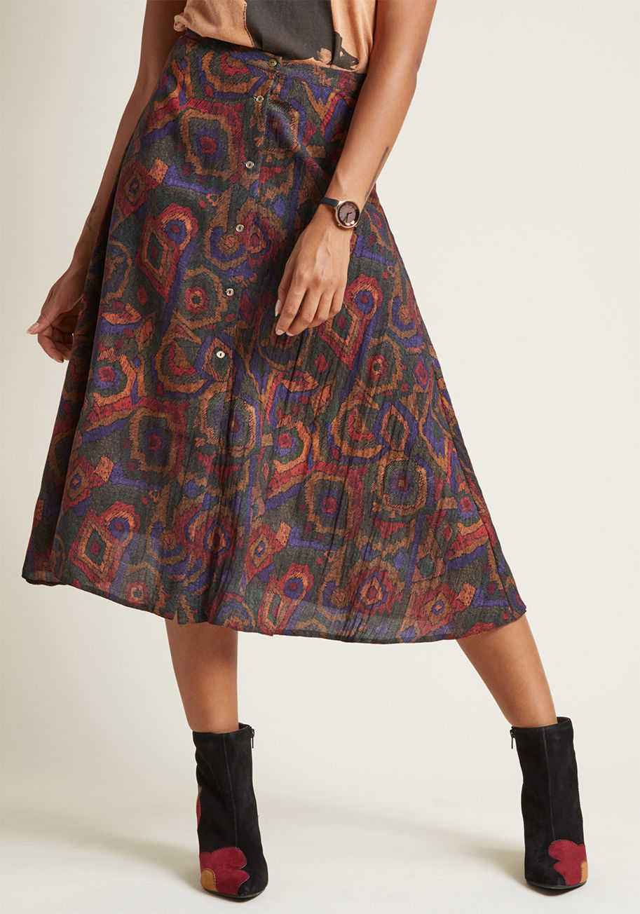 Pepaloves - Pepaloves Rally for Retro A-Line Midi Skirt