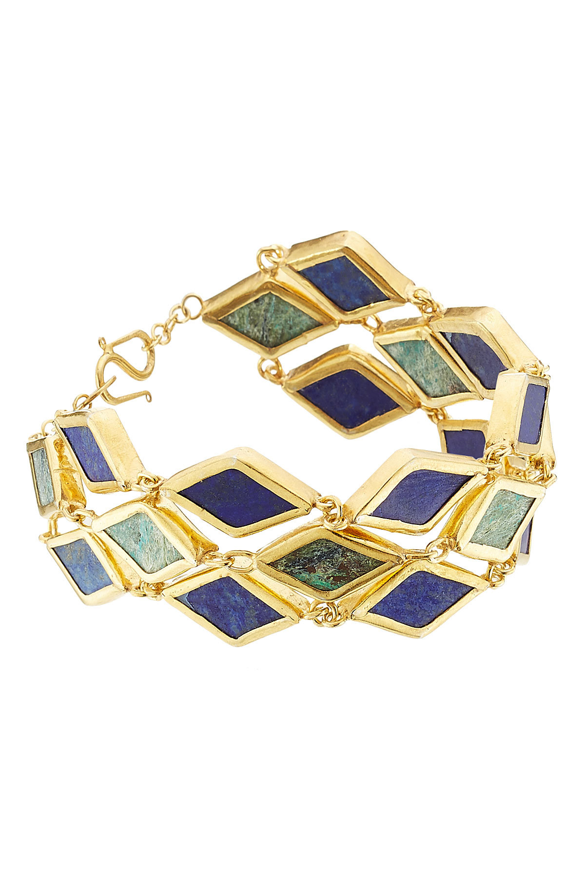 Pippa Small - Gold Plated Silver Bracelet with Chrysocolla and Lapis