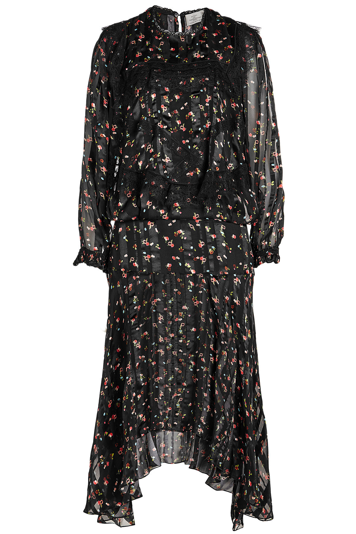 Preen by Thornton Bregazzi - Antoinette Printed Silk Dress with Lace