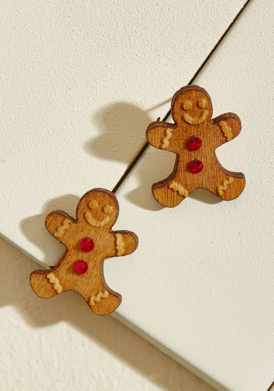 PS_GBM_01 - Cutting out for caroling? Off to the office party? Don't leave home without these gingerbread man earrings from Vinca! Handcrafted