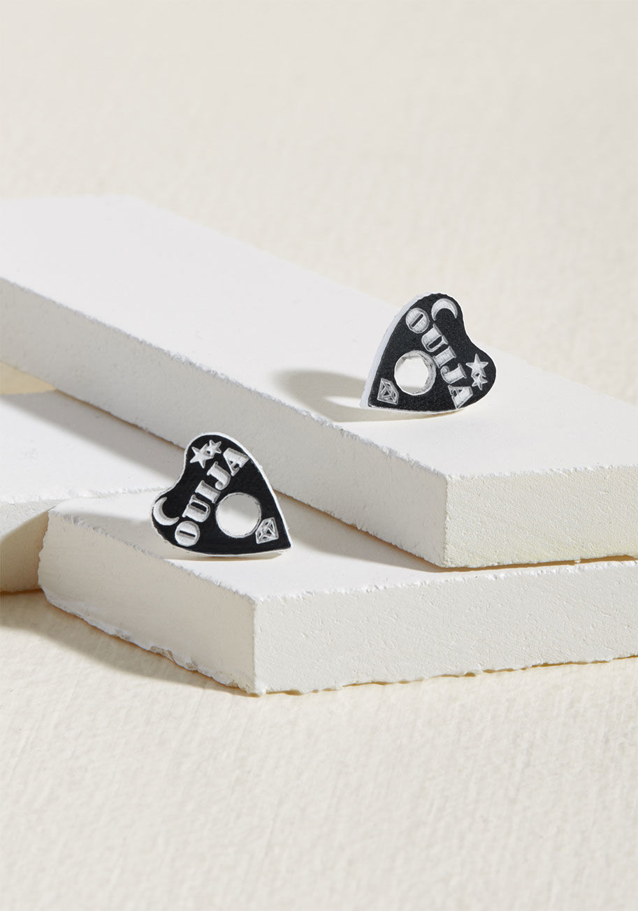 PS_XSOUJ_2BLKWHT - These tiny planchette earrings are a pair you'll be thrilled to show off at every opportunity! Proudly handmade