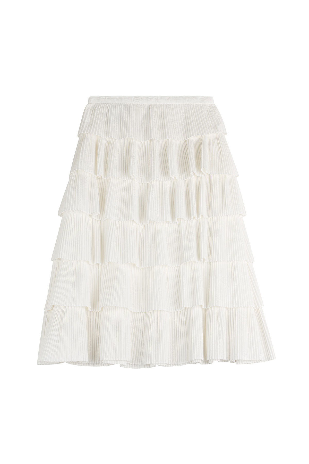 Rochas - Tiered Cotton Jacquard Skirt