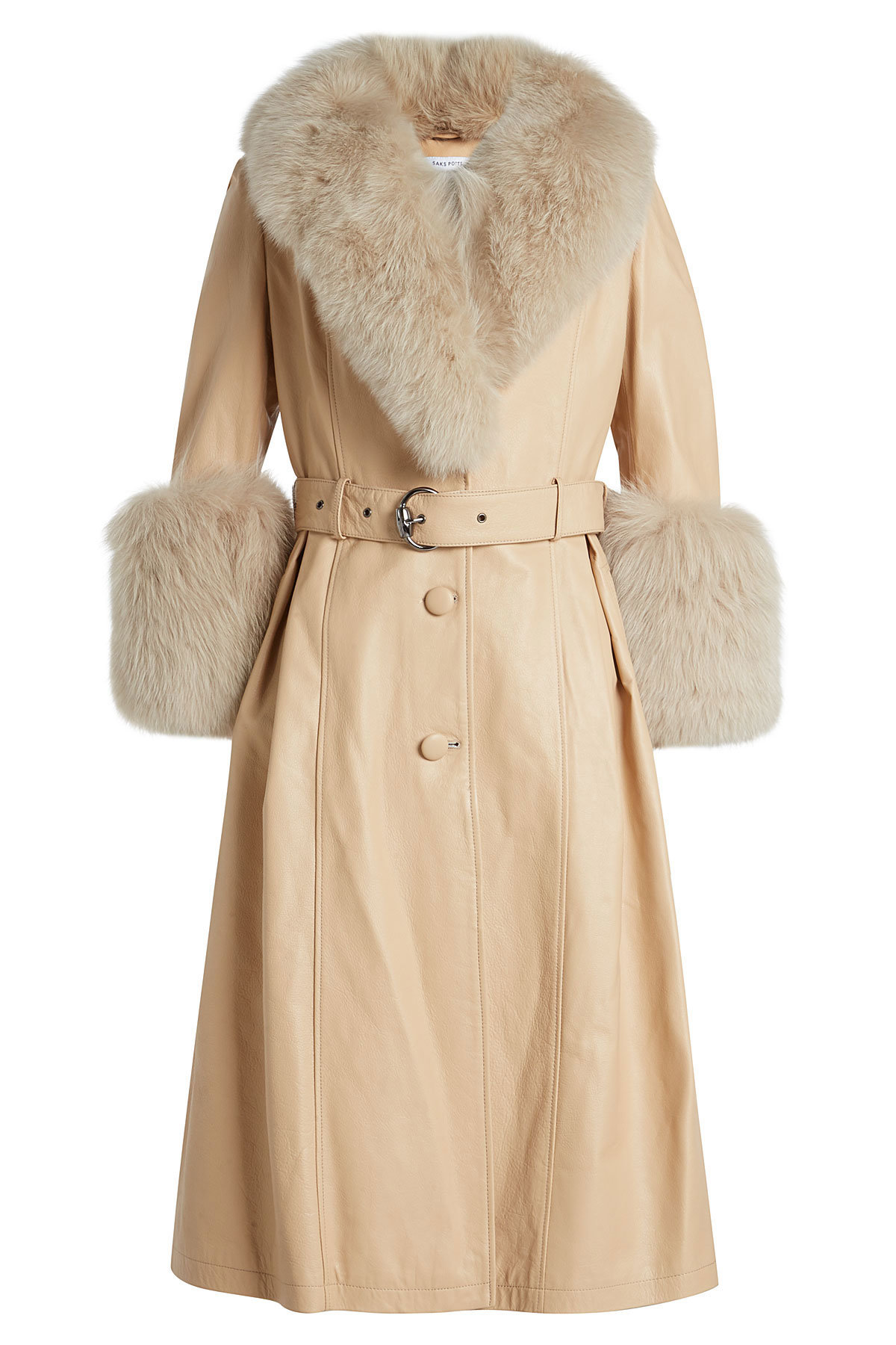 Saks Potts - Leather Coat with Fox Fur