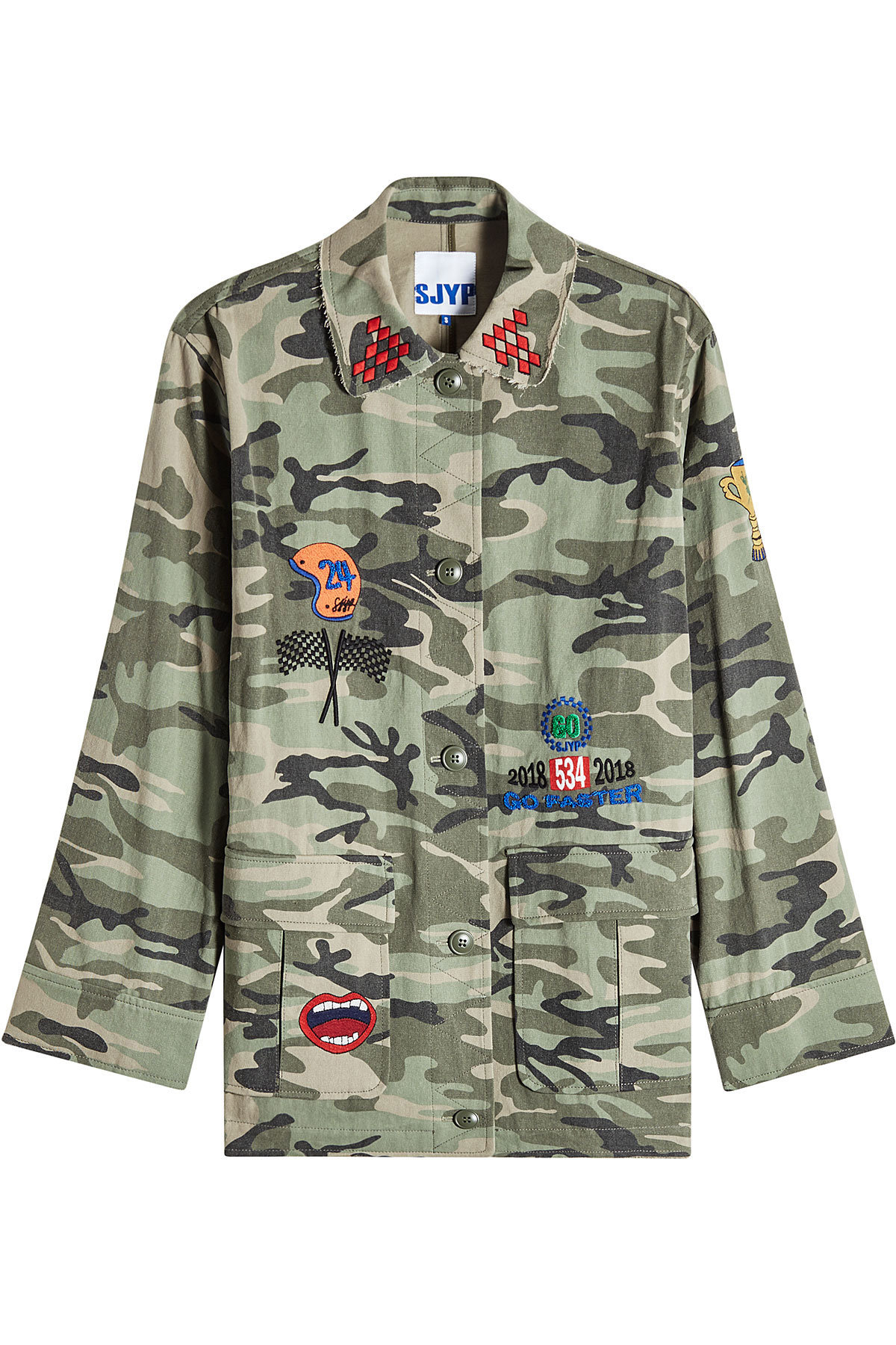 SJYP - Military Patch Camouflage Cotton Jacket