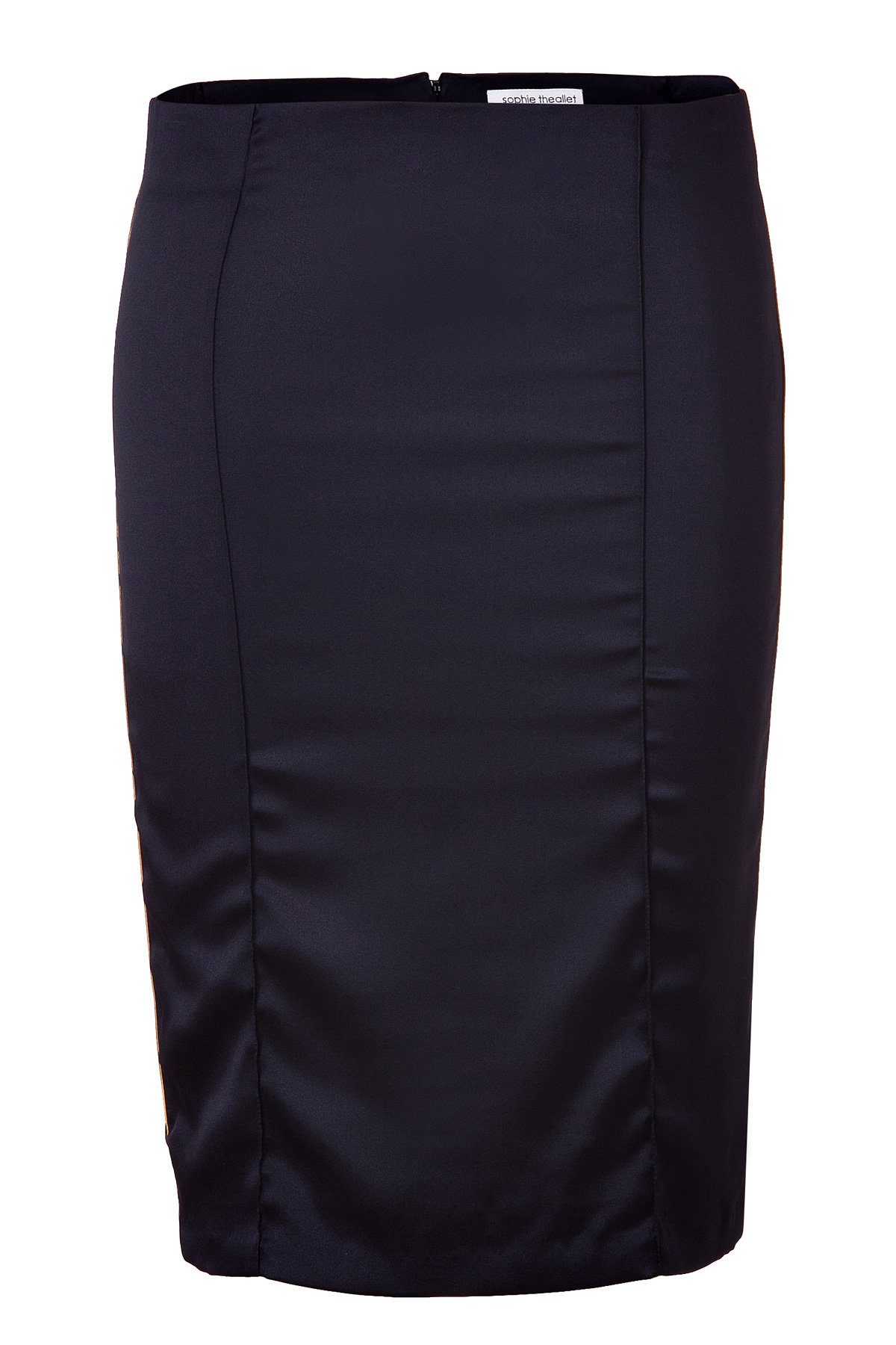 Sophie Theallet - Black/Gold Piped Silk Satin Pencil Skirt