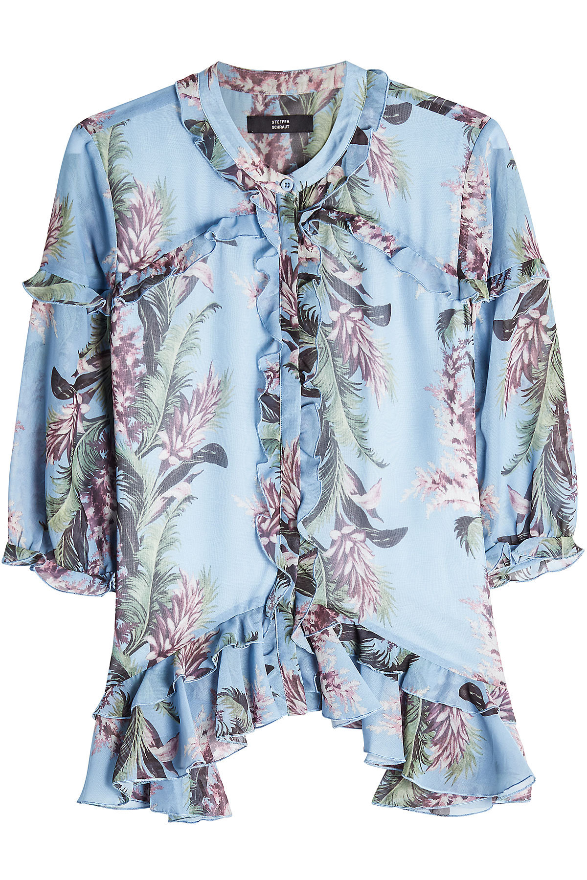 Steffen Schraut - Floral Printed Blouse with Ruffles