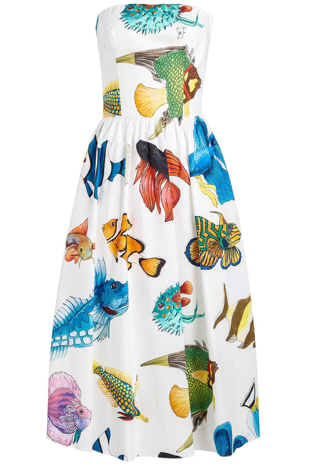 Stella Jean - Printed Cotton Strapless Dress