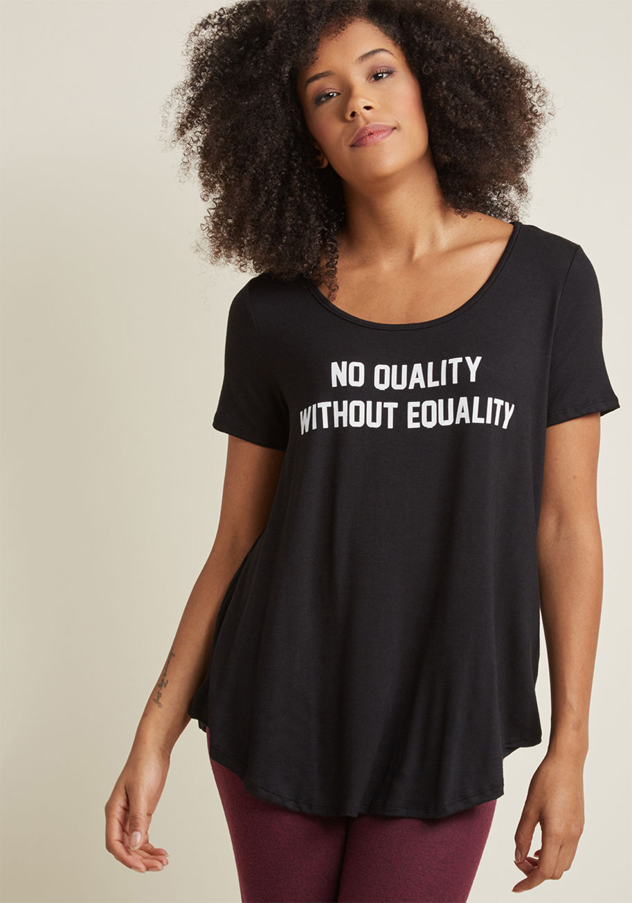 T10160-62 - Make your personal mission known with this black graphic tee! A ModCloth exclusive, this relaxed-fit top is emblazoned with bold white lettering, informing everyone of your strong standing - and prompting valuable conversation along the way!