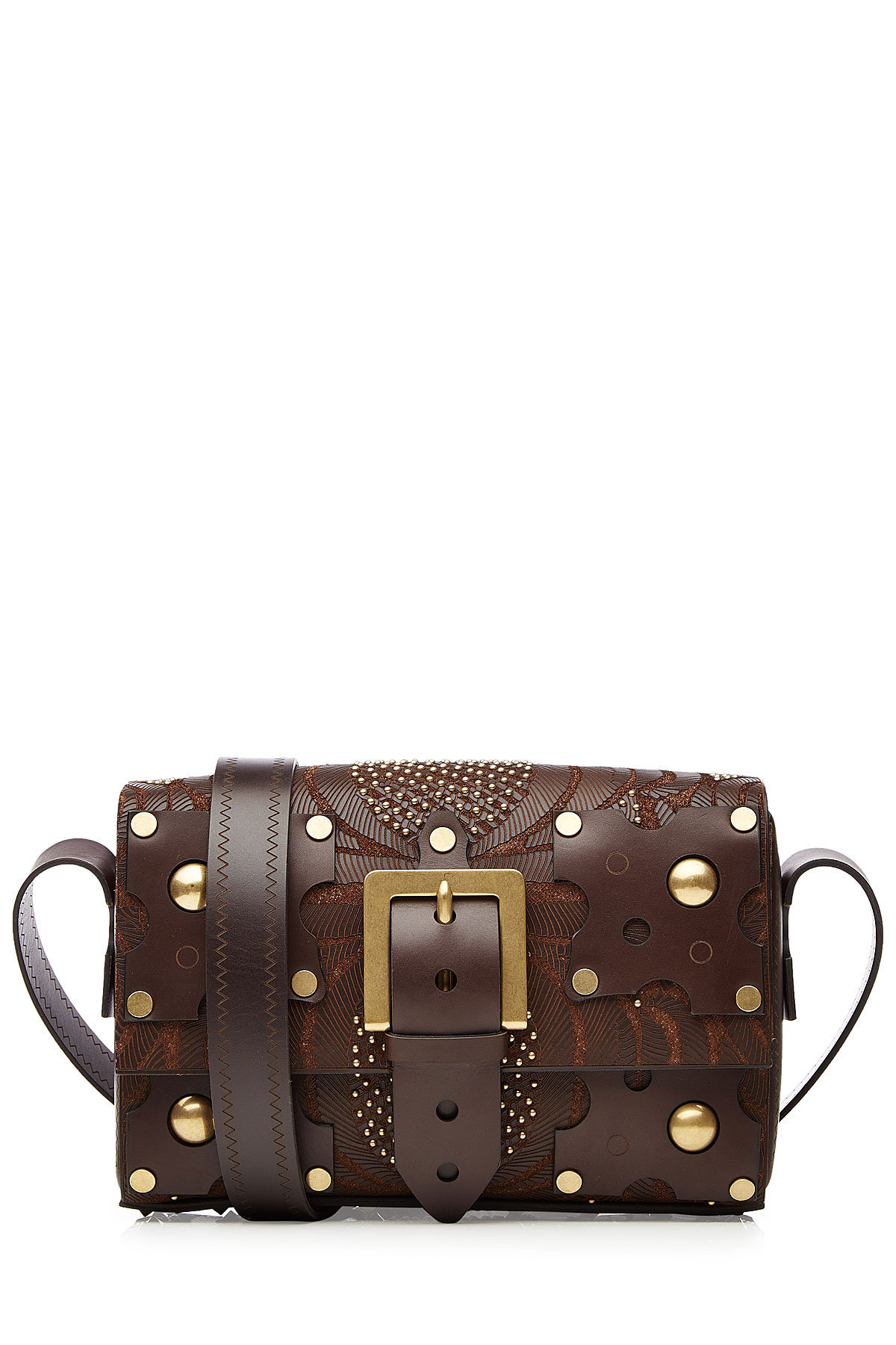 Hand Tooled Leather Shoulder Bag with Embellishment by Valentino