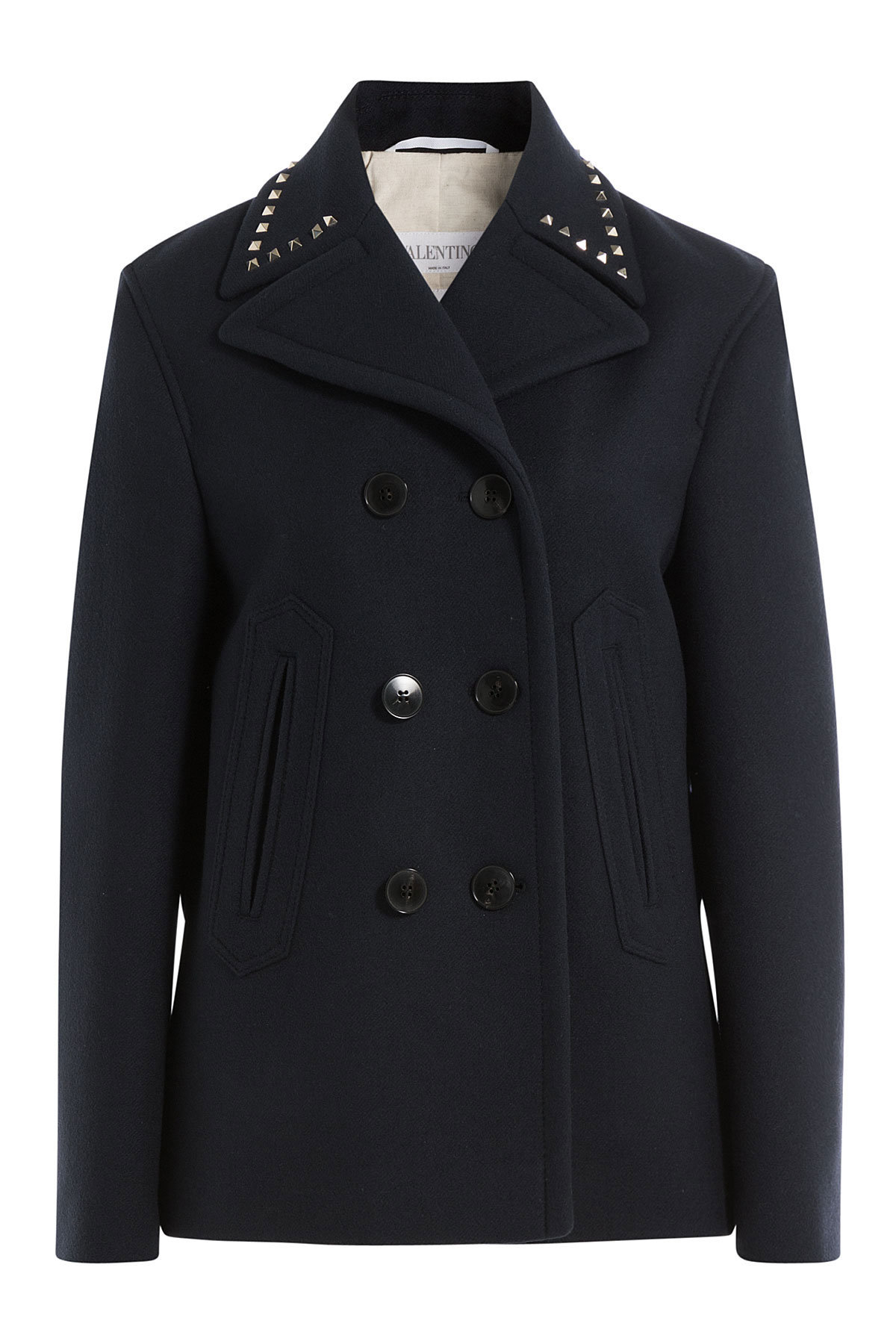 Virgin Wool Coat with Rockstuds by Valentino