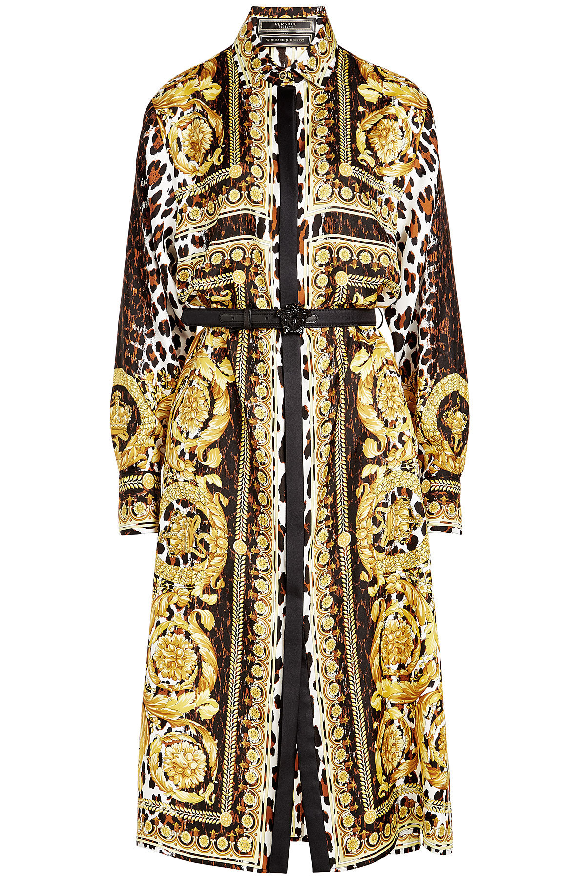 Versace - Printed Silk Dress with Leather Belt