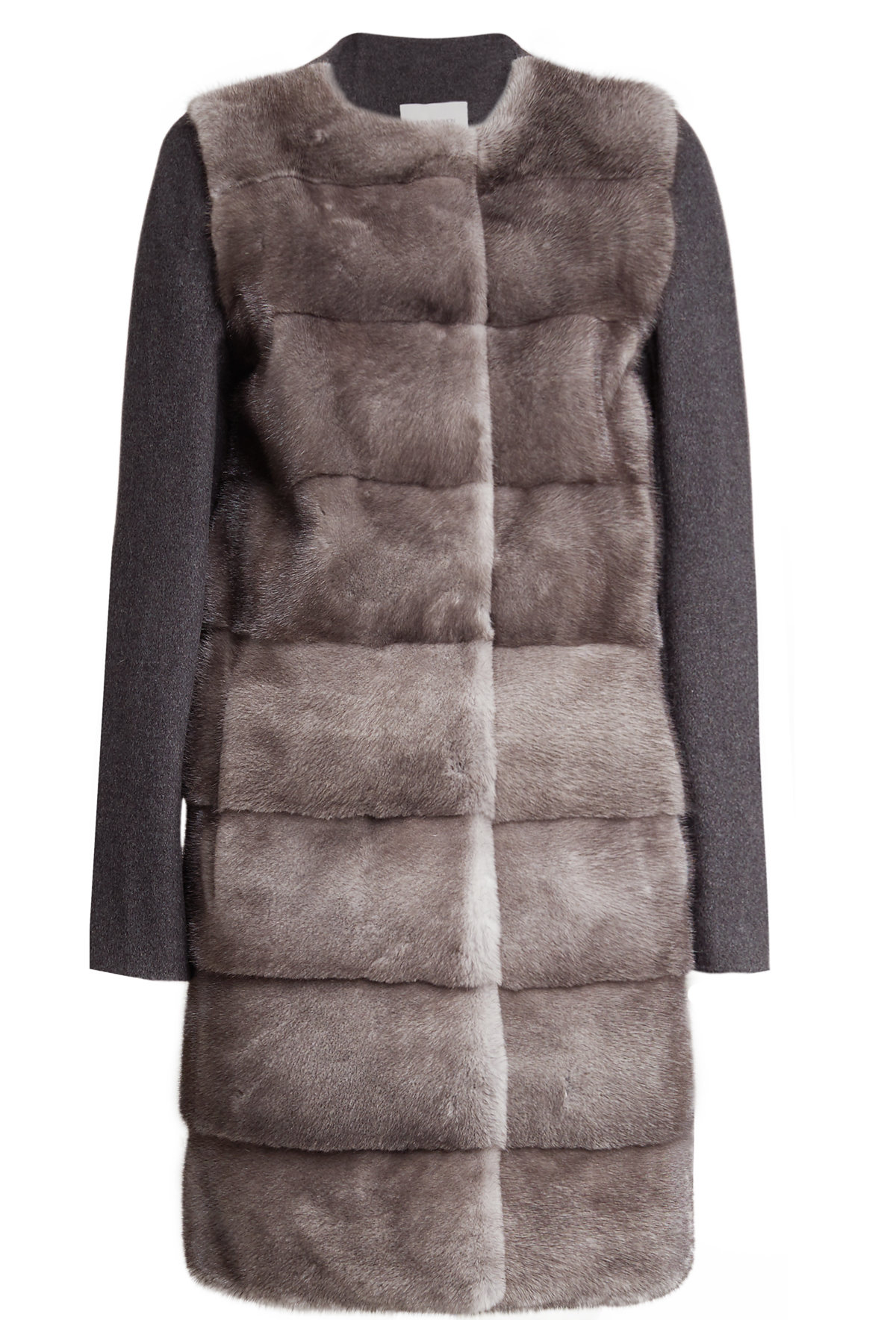 Yves Salomon - Mink Fur Coat with Wool and Cashmere Sleeves