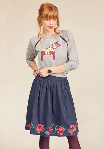 East End Apparels - Go Where You Wanna Grow A-Line Skirt in Roses