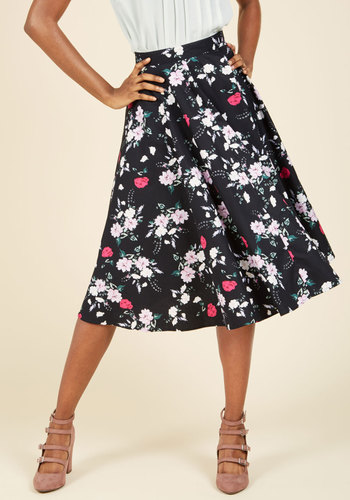 Sculpture Garden Gala Midi Skirt in Noir by Hell Bunny London (pop soda)