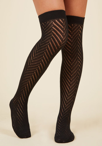 Take It the Chevron Way Thigh Highs in Noir by Ana Accessories Inc