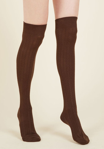 Greet Your Day Thigh Highs in Chocolate by Foot Traffic USA LLC